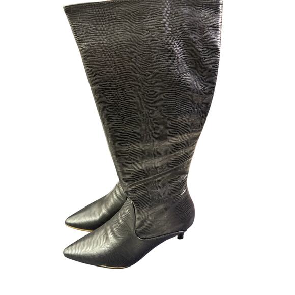 French Connection FC_DARCYS Black Vegan Leather Knee High Kitten Heel  Size 7.5 - Picture 3 of 7